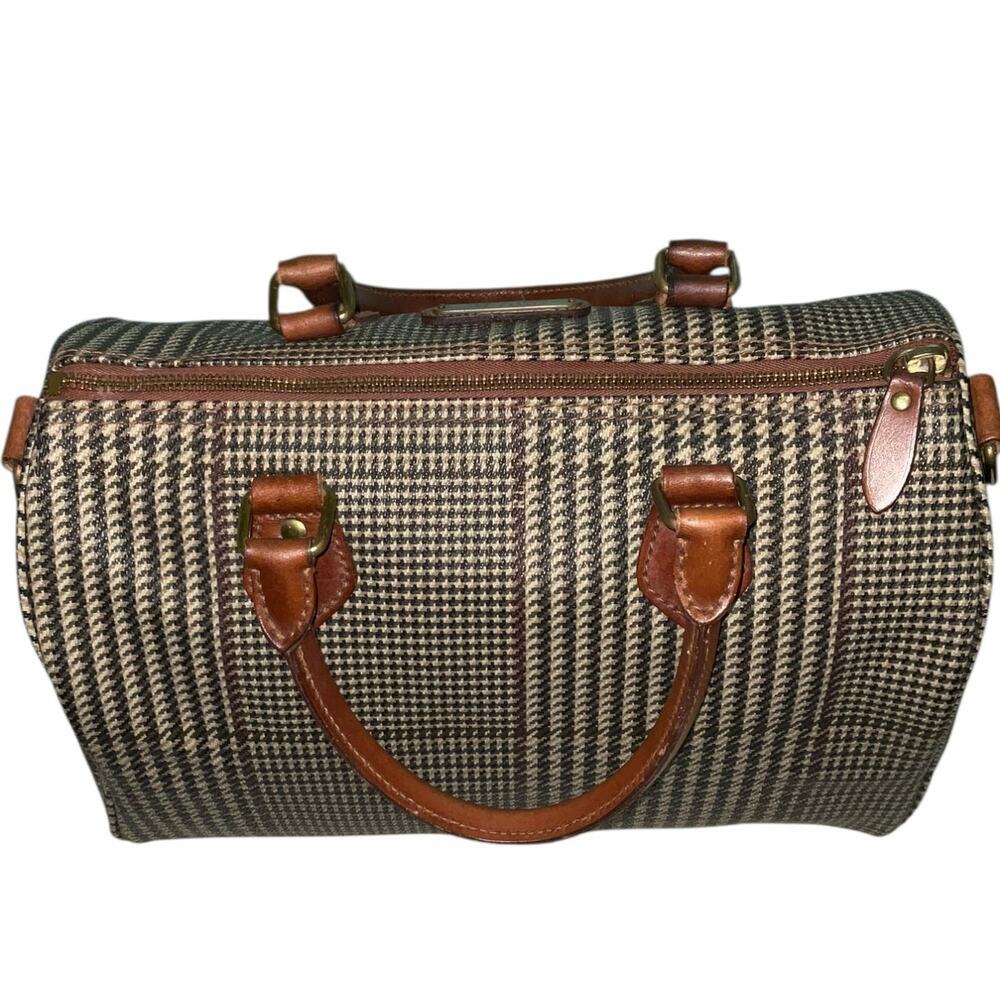 Polo Ralph Lauren Vintage Boston Duffel Top Handle Houndstooth Travel Bag - Picture 3 of 16
